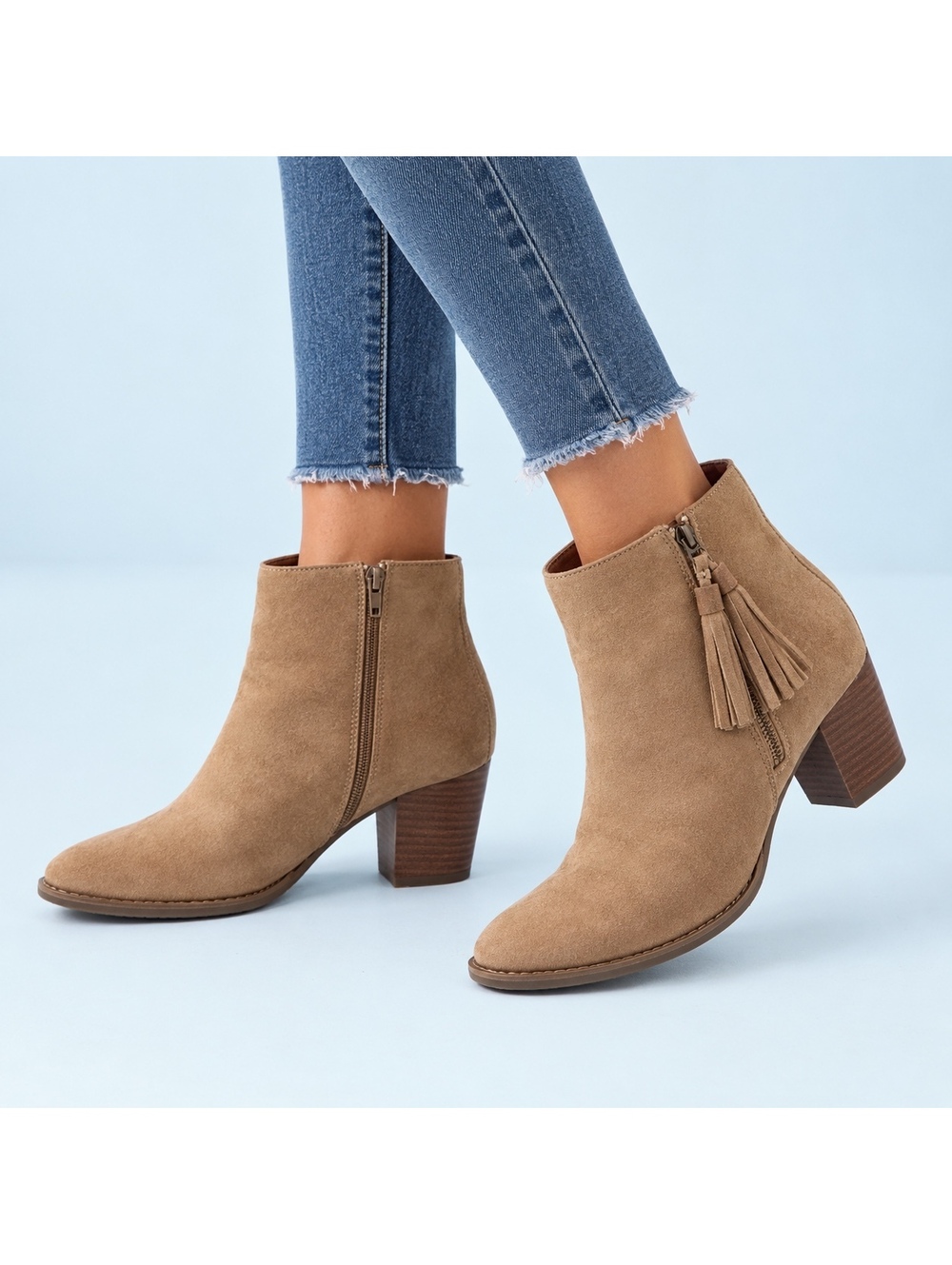Vionic Madeline Ankle Boots Wheat Suede Water Resistant Orthotic Comfort Size 11
